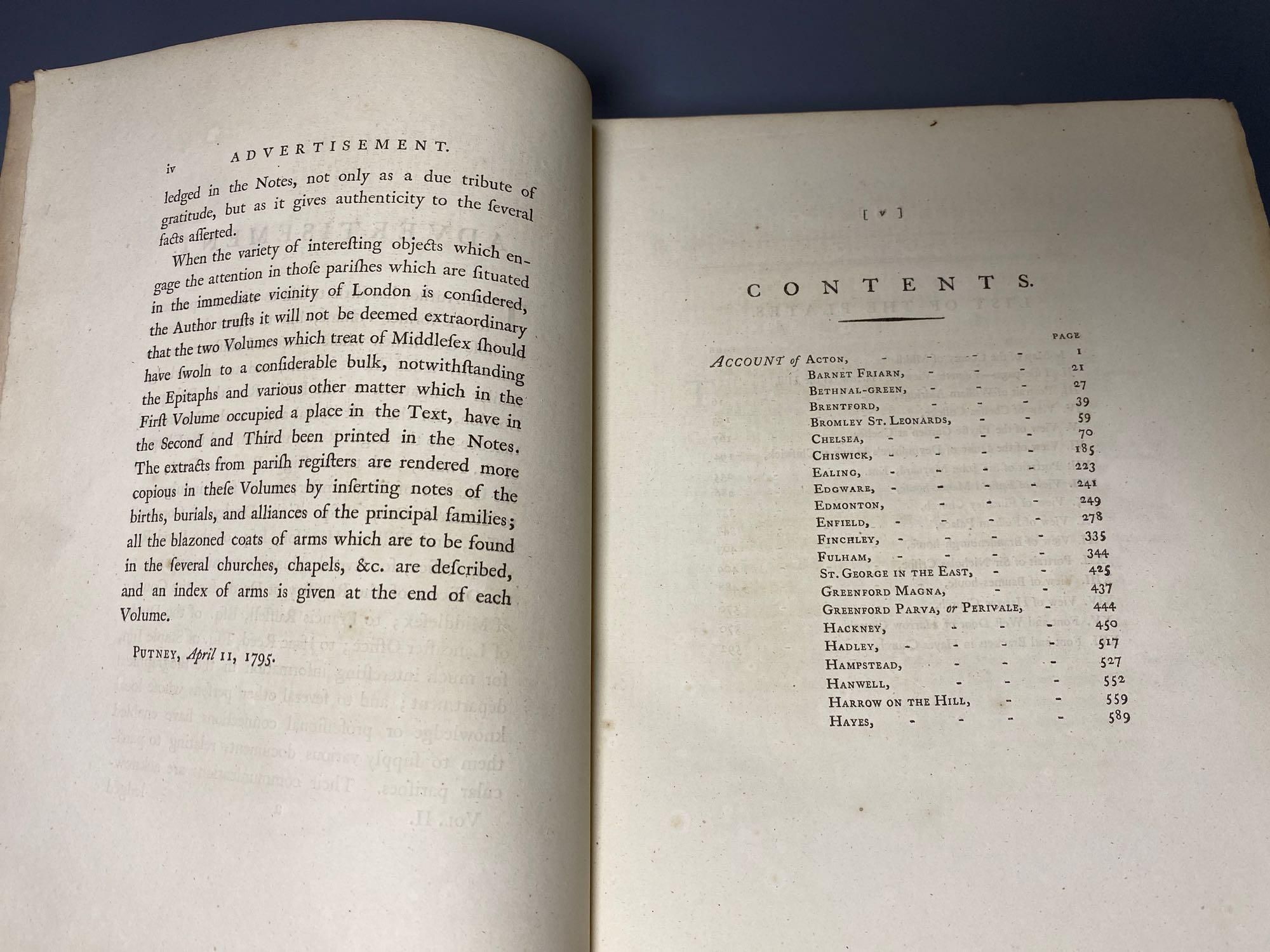 Lysons, Daniel - The Environs of London, an historical account, volume II only, quarto, half calf, 1745